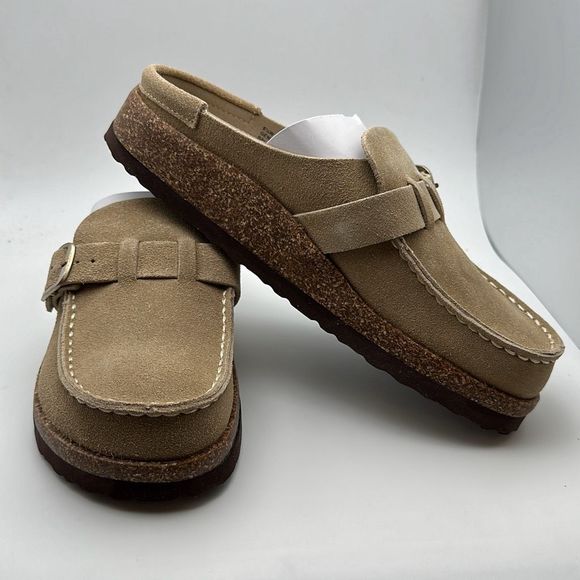 CUSHIONAIRE Women's Genuine Leather Cork Footbed Clog with Comfort 6.5 WIDE TAUP - Picture 6 of 7